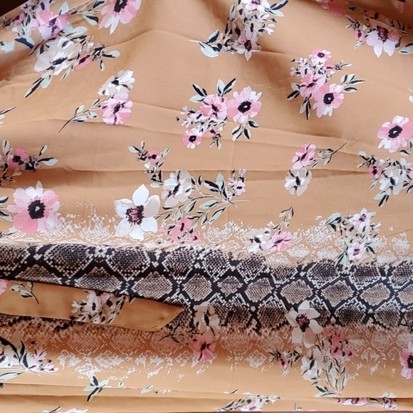 Luxology snakeskin & tan floral print dress tan Sleeveless SZ Med. NWT - Picture 3 of 13